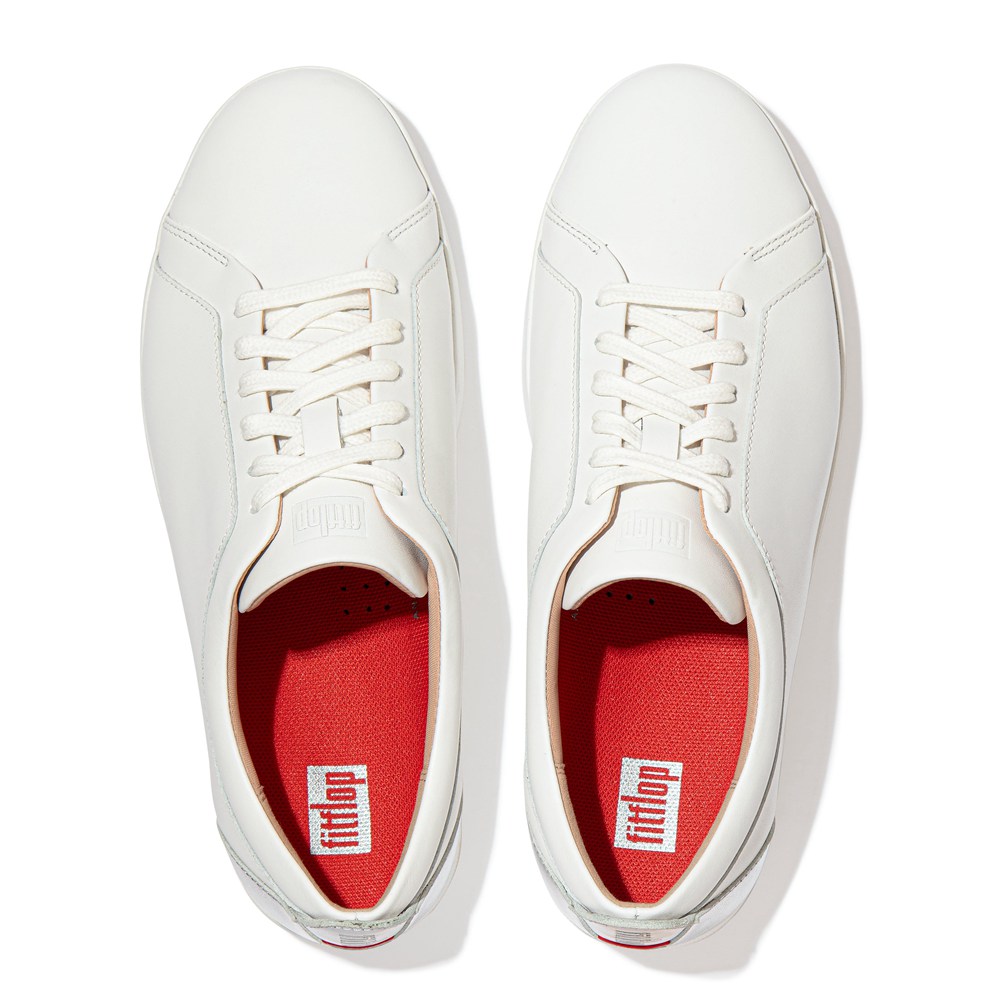 Fitflop Womens Sneakers - Rally Metallic-backtab Leather - White/Silver - 093-ERNBCQ